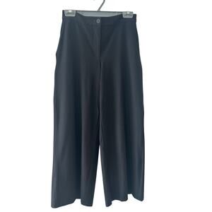 Eileen Fisher Black Wide Leg Ankle Pants Elastic Waist Size 8 Classic